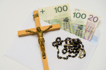 kolęda, krzyż koperta pieniadze