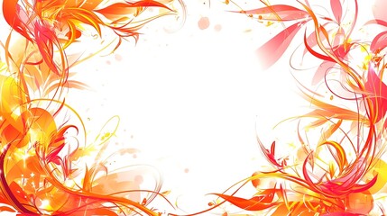 Abstract Orange and Red Floral Design Artwork