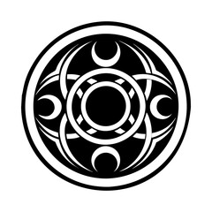 Triple moon motif, glyph tattoo icon