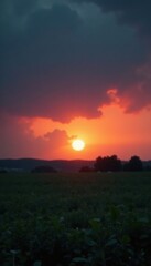 Obraz premium Soft focus captures the drama of a stormy gray sunset, peaceful scene, twilight glow,