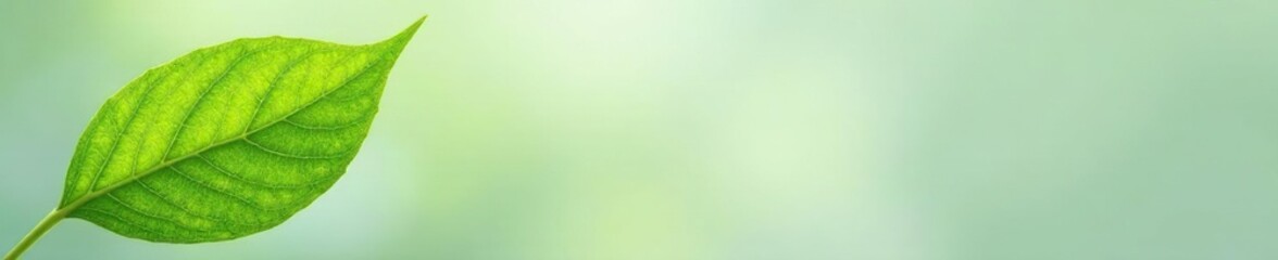 Obraz premium Delicate green leaf with intricate veins on a light gray background, botanical, plant life, foliage