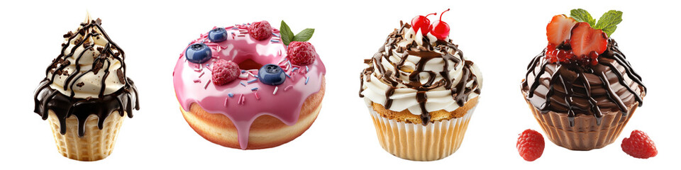 Fototapeta premium Indulge isolated on transparent background, PNG, Set of