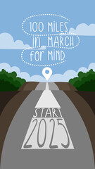 100 Miles in March for Mind banner, background