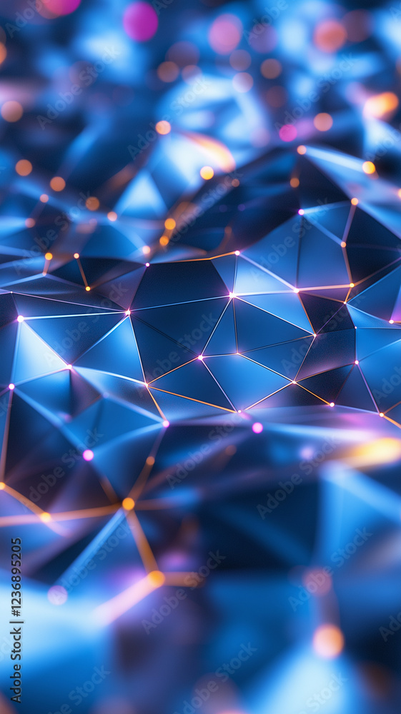 Aufkleber abstract 3d polygonal surface with glowing points and lines