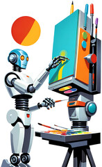 robot artist character comic 