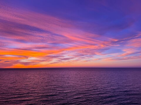 Sunset sky and sea at evening 