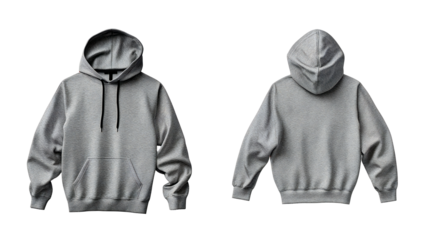 ライトグレーのパーカーのモック 前面と背面 A mockup of an oversized gray hoodie, front and back view