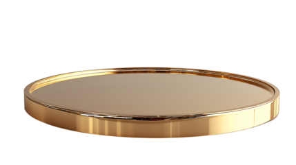Gold Display Stand Elegant Product Showcase, Shiny Metal Platform for Luxury, isolated on transparent background.