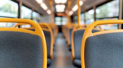 Fototapeta premium Empty bus seats, city commute, public transport