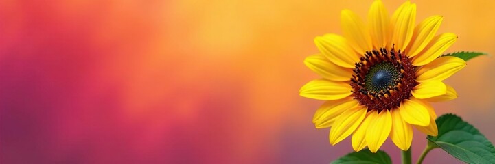 Obraz premium Sunflower isolated on a multicolored background, sunflowers, colorful background, orange