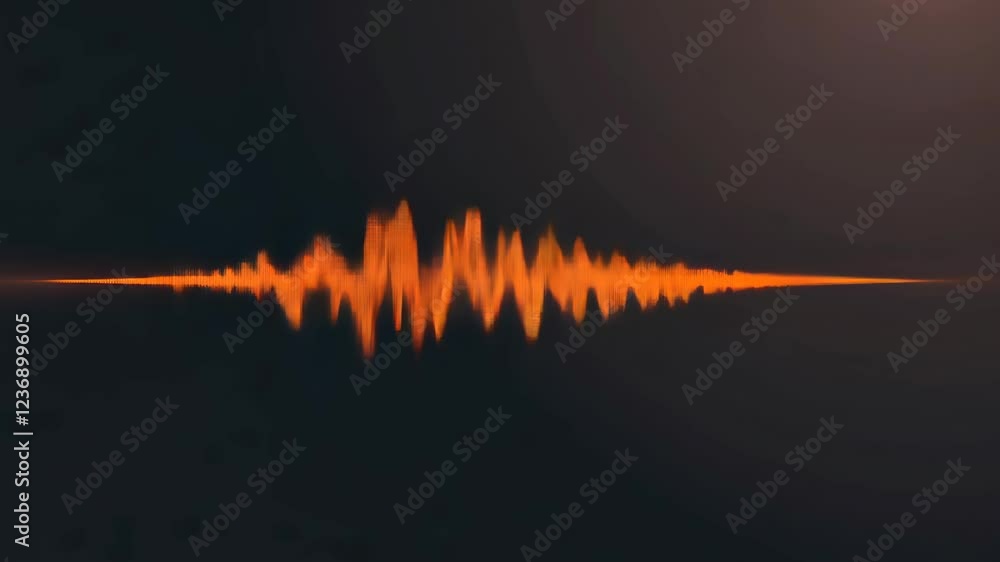 Poster abstract monochrome waveform design featuring vibrant orange lines on black background illustrating 