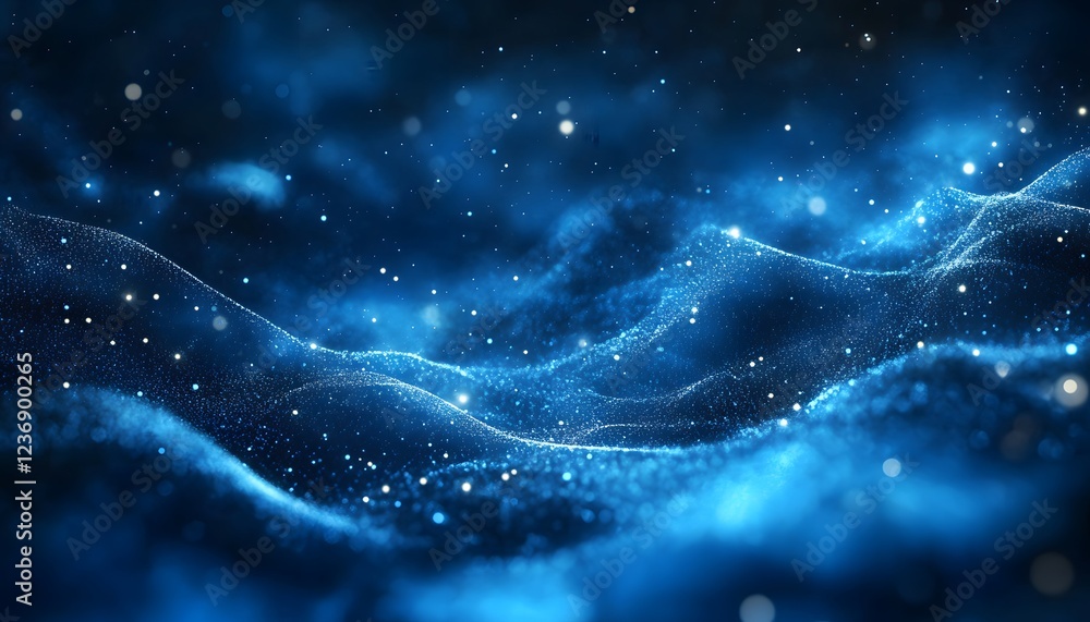 Poster abstract blue particle wave background design