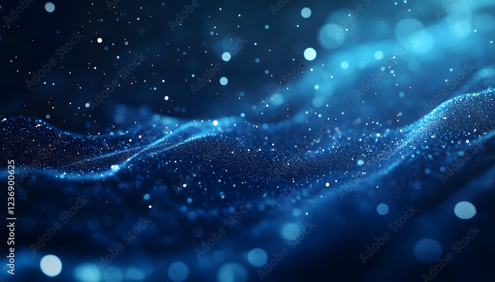 Poster abstract blue particle wave background design