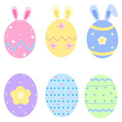 cute pastel easter eggs with bunny ears festive holiday decoration set