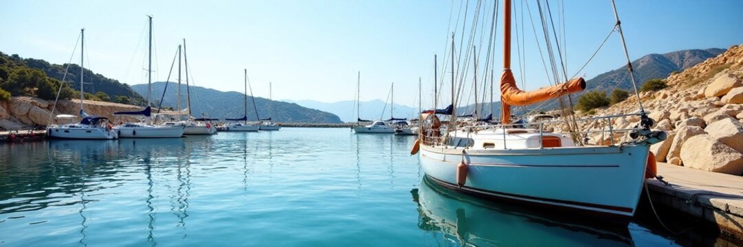 Bateau sur le moulin ? eau de Calvi avec des cordes et des m?ts, marina, boat sail, boat dock