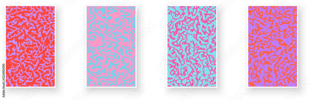 Poster dynamic fluid abstract patterns in vibrant contrasting hues. perfect for modern design projects. vec