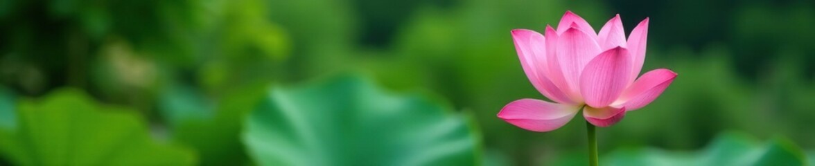 soft pink hues of single lotus flower against greenery, greenery, pink, pond