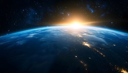 Obraz premium Earth Sunrise Space View Stunning Celestial Scene
