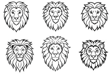 lion head vector line art design