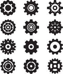 gear icon clip art collection silhouette, logo design vector art illustration