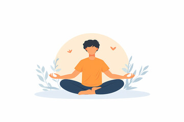 Serene image of a yoga guru guiding a meditation session, promoting physical fitness and balance. Ideal for wellness and lifestyle concepts.