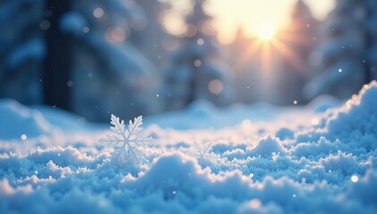 Frosty air is filled with sparkling snowflakes and ice, wintery, frosty