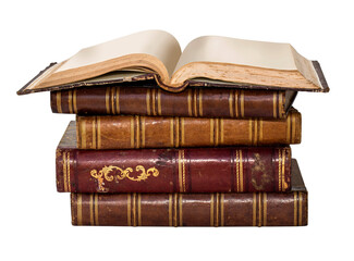 Old books over white