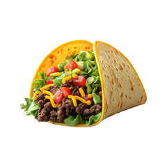 Fluffy 3D Cartoon Taco Isolated on Transparent Background