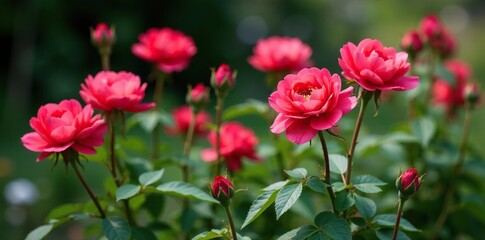 Fleurs rouges et tendres pivoine rose sur un fond de pierre, gardening, fleurs, flower