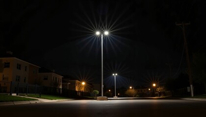 Solitary streetlight illuminating urban night scene, Earth Hour symbol