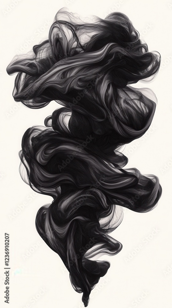 Poster dynamic abstract ink patterns of swirling clouds and waves modern art creative studio aesthetic envi