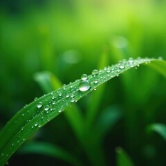 Dewy mornings on lush green foliage with tiny water droplets, moisture, dew, botanicals