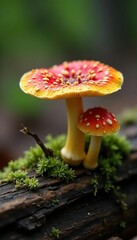 Oysterling crepidotus variabilis fungi on wooden surface, mushrooms, wood