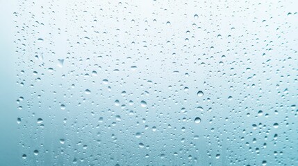 Raindrops on glass surface in soft light for nature and weather visualization