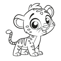 Fototapeta premium baby tiger coloring page , coloring page for kids, animal coloring page, KDP, Animal Coloring Page For Kids, line art clipart, children, , animal, cartoon, vector, illustration