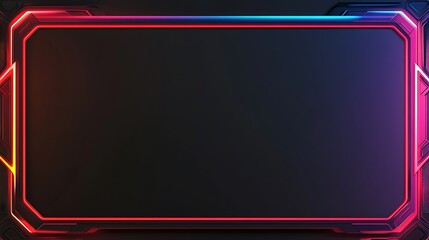 Futuristic Neon Frame Glowing Dark Background