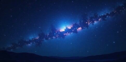 Obraz premium Glowing starry sky with bright constellation shining in the darkness of deep blue space, glow, light, glow