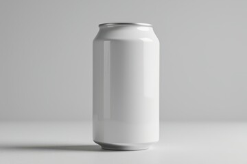 a white can of soda on a table