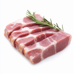 Fototapeta premium Fresh pork chops arranged with rosemary sprig for cooking