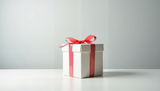 A neatly wrapped small gift box sits on a plain surface, hinting at a hidden prank inside. The mystery and anticipation make this image perfect for April Fools' Day jokes and trick gift setups.