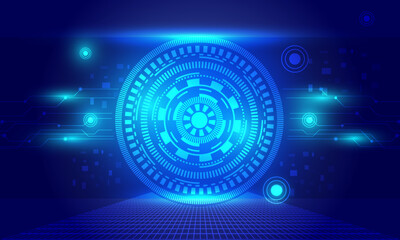 blue high technology circle lines circuit cyberspace connecting abstract background