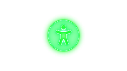 Universal access icon green color glowing neon on black background