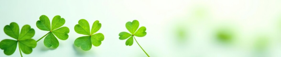 Obraz premium Delicate green clover leaf on white background, clover leaf, foliage