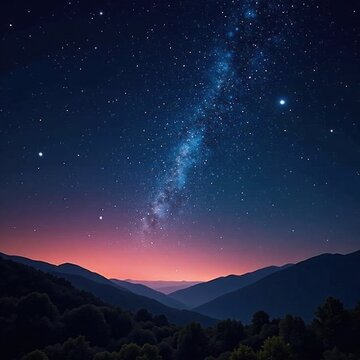 paisaje nocturno con estrellas multicolores y cielos luminoso, lente, estrellas brillantes, estrellas multicolors