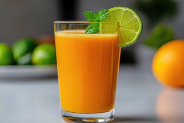 Refreshing Orange Juice with Lime and Mint
