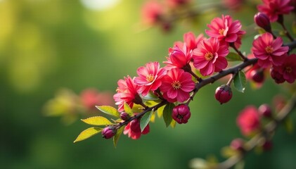 Fototapeta premium Barberry bush with blooming flowers in spring, photography, tree