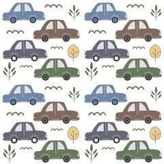 Watercolor baby car pattern perfect for textile design and wrapping paper