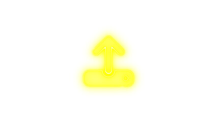 Upload icon yellow color glowing neon on black background