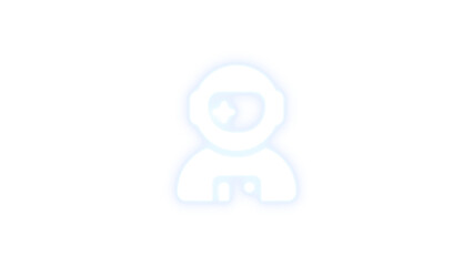 User astronaut icon white color glowing neon on transparent background