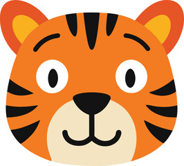Colorful Cute Tiger Head Illustration for Fun Designs